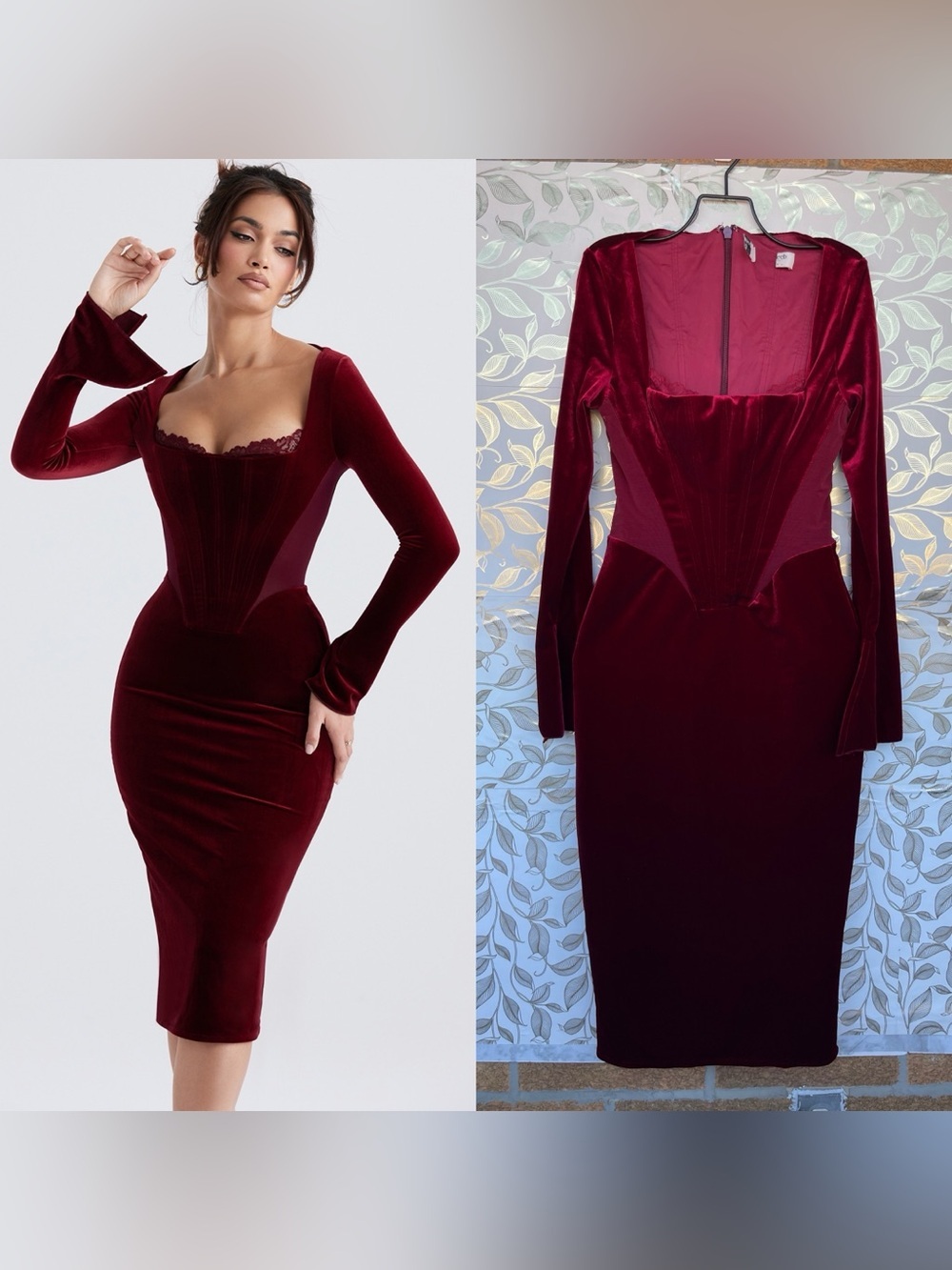 House of CB Solaine Velvet Corset Gown S Burgundy Gothic Vampire